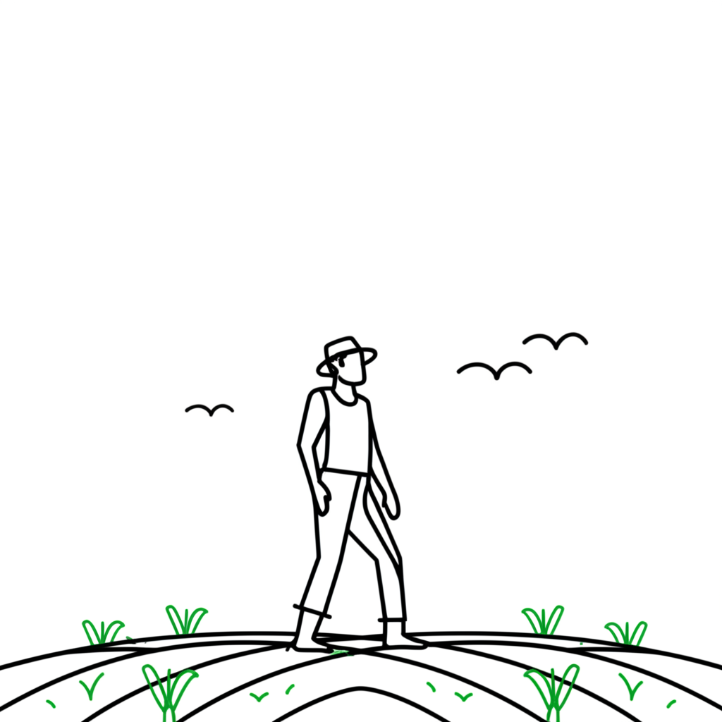 Illustration of a farmer in a field